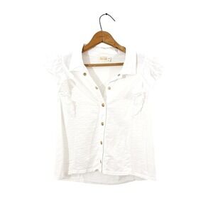 Nation‎ LTD Archer Ruffled Button Up White Top - Size Small